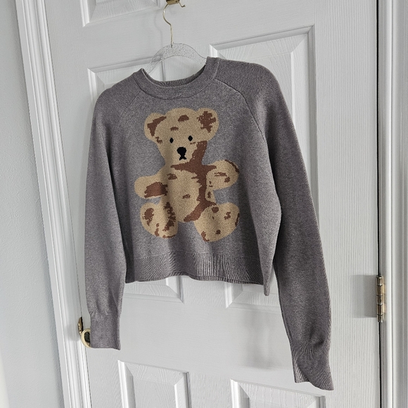 NWOT Hippie Rose Knit Teddy Bear Cropped Sweater - Picture 3 of 8